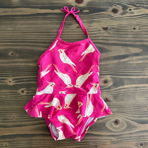Crazy 8 Baby Swimsuit Pink/White Cockatiel Print One-Piece Size 6-12 Months